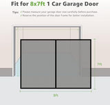 Garage Screen Doors for 1 Car Garage, 8x7Ft Magnetic Closure Heavy Duty Weighted Bottom Screen Self Sealing Fiberglass Mesh Anti Annoying Animals Retractable Net-Easy Assembly & Pass-Through (Black)