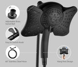 GRICH 2.5GPM Shower Heads with Handheld Spray Combo: High Pressure Rain Shower Heads with Built-in Power Wash, 9 Mode Adjustable Dual Rainfall Showerhead with Anti-Clog Nozzles and Hose, Black