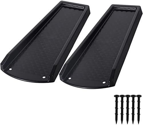 Rain Gutter Downspout Splash Block, Gutter Downspout Extensions for Water Drainage, 24" Gutter Splash Guards Downspout Extender, Fixable Down spout Drain Trays with PE Nails(2 Pack, Black)
