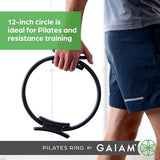 Gaiam Pilates Ring Fitness Circle - Lightweight & Durable Foam Padded Handles, Flexible Resistance Exercise Equipment for Toning Arms, Thighs/Legs & Core