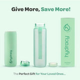 Hydracy Water Bottle with Time Marker -Large BPA Free Water Bottle & No Sweat Sleeve -Leak Proof Gym Bottle with Fruit Infuser Strainer & Times to Drink -Ideal for Fitness Sports & Outdoors