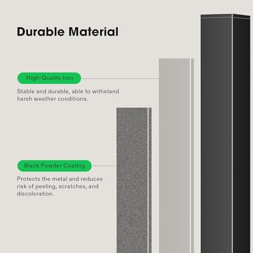 VIVOSUN Outdoor Handrail, 2 Step Stair Handrail, 26" × 36" Fits 1 to 2 Steps, Wrought Mattle Iron Handrail for Concrete Steps, Porch Steps, One-Step Assembly, Black