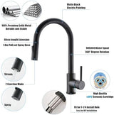 Havin Black Kitchen Faucet with Pull Down Sprayer, High Arc Stainless Steel Material, with cUPC Ceramic Cartridge,Without Deck Plate,Fit for 1 Kitchen or Laundry or Bar Sink Faucet,Matte Black