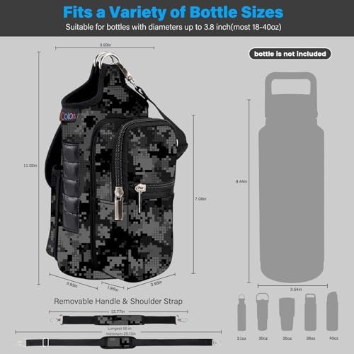 icolor Magnetic Gym Bag Water Bottle Carrier Holder with Phone Pockets & Shoulder Strap,5 Built-in Magnets Gym Bottle Pouch Sleeve,Magnetic Bag Gym Accessories Organizer for Men Women