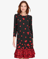 Tommy Hilfiger Women's 3/4 Sleeve High Neck Ruffle Trim Jersey Mini Dress