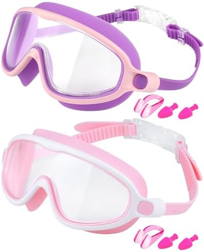 Rantizon Swim Goggles 2 Pack, Wide View Anti Fog&UV Swimming Goggles for Audlt, No Leaking Pool Accessories for Men Women Kid