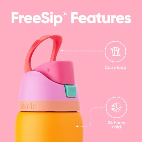 FreeSip Insulated Stainless Steel Water Bottle with Straw for Sports, Travel, and School BPA-Free Sports Water Bottle, 32 oz, Tropical