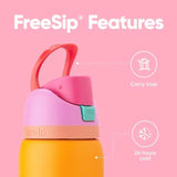 FreeSip Insulated Stainless Steel Water Bottle with Straw for Sports, Travel, and School BPA-Free Sports Water Bottle, 32 oz, Tropical