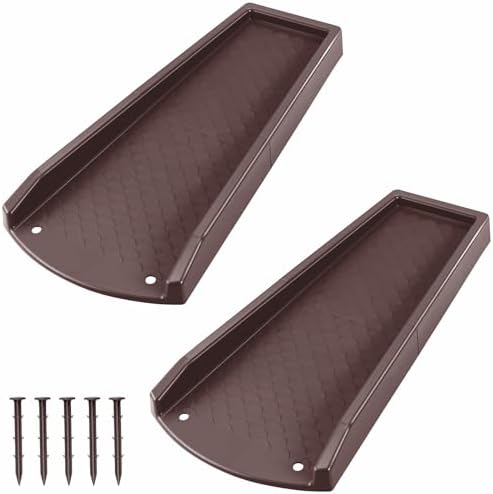 Splash Blocks for Gutters Downspouts, 24" Downspout Extensions for Rain Water Drainage, Thickened Gutter Splash Guard with Fixing Piles(2 Pack, Brown)