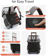 TOURIT 50-Can Rolling Backpack, Double Deck & Dual-Bar Handle Travel Soft Cooler Bag with Wheels for Women, 30L Space Beach Cooler Size 18"(15"+3")×13"×11"