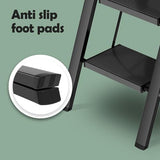 Taranta 2 Step Ladder,Aluminum Lightweight Folding 2 Step Stool with Anti-Slip Wide Pedal, 330lbs Capacity Step Ladder for Household,Kitchen,Office - Black