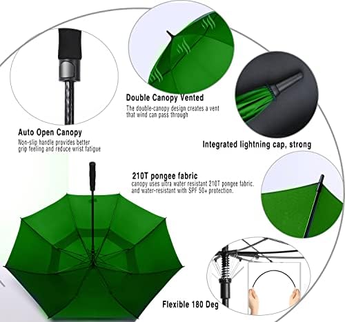 MRTLLOA 54/62/68/72 Inch Automatic Open Golf Umbrella, Extra Large Oversize Double Canopy Vented Windproof Waterproof Stick Umbrellas for Rain
