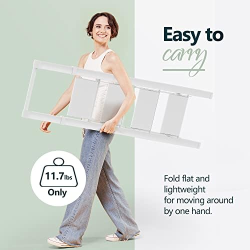 WOA WOA 4 Step Ladder, Ladders for Home, Anti-Slip Pedals, Aluminum Step Stool Foldable, Lightweight to Move, Ease of Storage, Reach 9ft for Closet Kitchen Library, Hold 300lbs - White