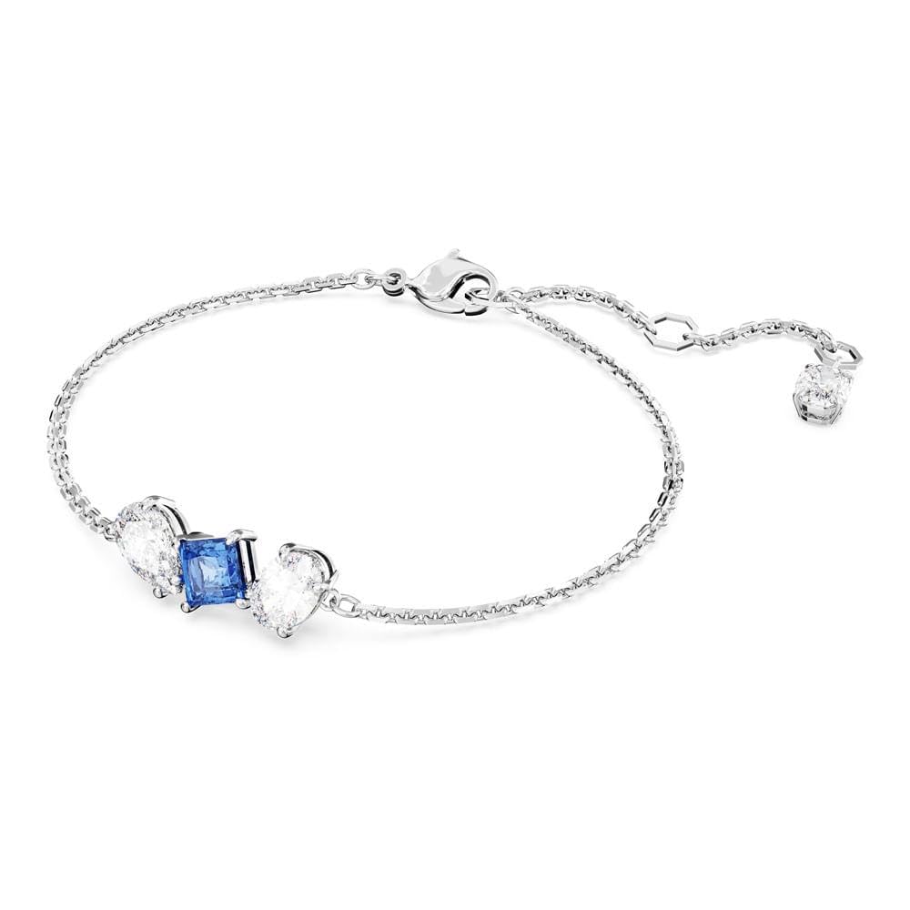 Swarovski Mesmera Bracelet, Blue and Clear Mixed-Cut Stones in a Rhodium Finished Setting, Part of the Mesmera Collection