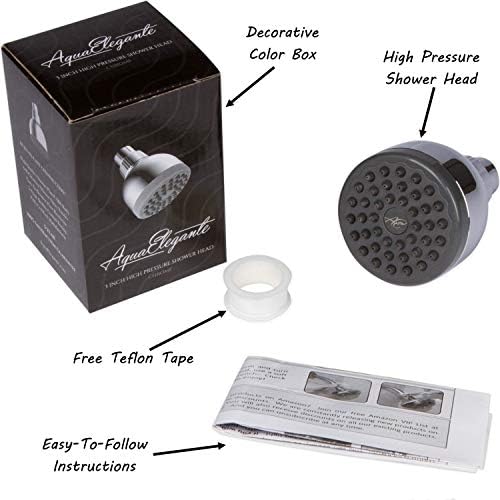 Aqua Elegante 3 Inch High Pressure Shower Head - Best Pressure Boosting, Wall Mount, Bathroom Showerhead For Low Flow Showers, 2.5 GPM - Chrome