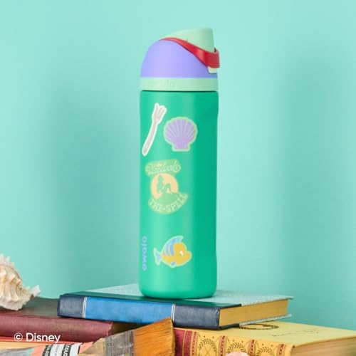 Disney Princess FreeSip Insulated Stainless Steel Water Bottle with Straw for Sports and Travel, BPA-Free Sports Water Bottle, 24 oz, Ariel