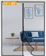 Yotache Magnetic Screen Door fits 74"x80" Doors, Screen Size 76"x81" High-Density Fiberglass Mesh with Powerful Magnets & Windproof Hasp for French Front/Back Sliding Doors, Black