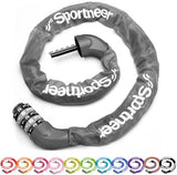 Sportneer Bike Lock: 5 Digit Combination High Security Anti Theft Bike Chain Lock - 3.2/3.6/4ft Heavy Duty Keyless Bicycle Lock for Bike, Motorcycle, Scooter, Door & Gate - 4/6mm Thick, Easy to Use