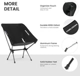 CAMEL CROWN Portable Camping Chair Folding Compact Lawn Lightweight Backpacking Chair with Carry Bag for Outdoor Hiking Beach Travel Picnic Festival Black