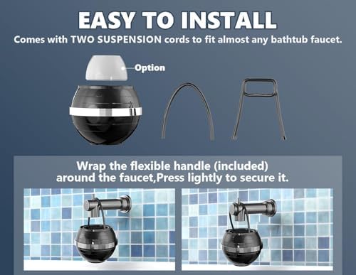 Bathtub Water Filter for Tub with Overflow,2,500 Gallons of Filtration,8 Stages Bath Filter,Remove contaminants,Chlorineand Fluoride,Hardwater Softener,BPA Free(Upgrade Version),Black