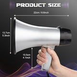 MyMealivos Portable Megaphone Bullhorn 20 Watt Power Megaphone Speaker Voice and Siren/Alarm Modes with Volume Control and Strap (Silver)…