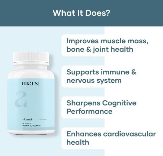 Mars Cognitive Support & Muscle Wellness Alizenol Capsules | Supports Focus, Clarity & Recovery | 60 Capsules - Pack of 1