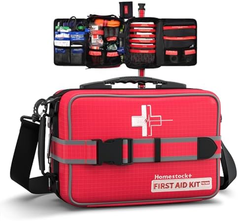 Advanced Comprehensive First Aid Kit with Well Organized Labelled Compartments Removable MOLLE System First Aid Trauma Kits for Car, Home,Camping, Office and etc.-401 Piece