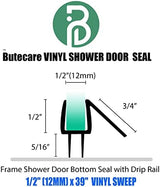 2-Pack Butecare Frameless Shower Door Bottom Seal for Glass Doors – Stop Shower Leaks and Create a Water Barrier (1/2” x 39”)