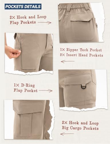 Moosehill Women's-Cargo-Hiking-Pants-High-Waisted Wide Leg Water Resistance Lightweight Stretch for Work Casual Outdoor