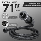 Veken Wide Rain Shower Head with 6 Modes Handheld Water Spray，High Pressure Showerhead Combo with Arm for Bathroom Accessories，Home Decor Adjustable Dual Shower with Anti-Clog Nozzles，Matte Black