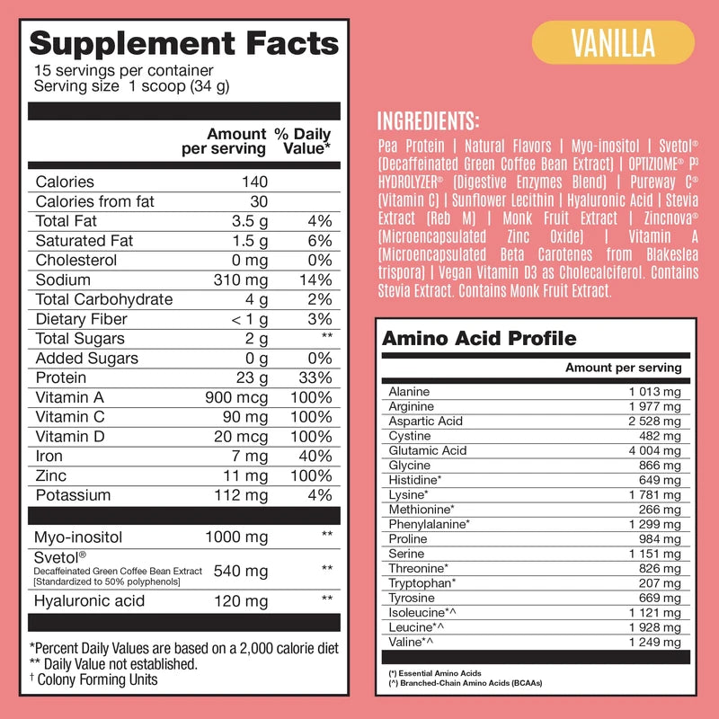 BIRDMAN BIRDMAN Fitmingo Vegan Protein Powder with Inositol, Collagen Boosters, Hyaluronic Acid and Vitamins | Low Carb, Dairy Free, Low Calorie | 23g Plant Based Vanilla Protein Powder with Myo-Inositol