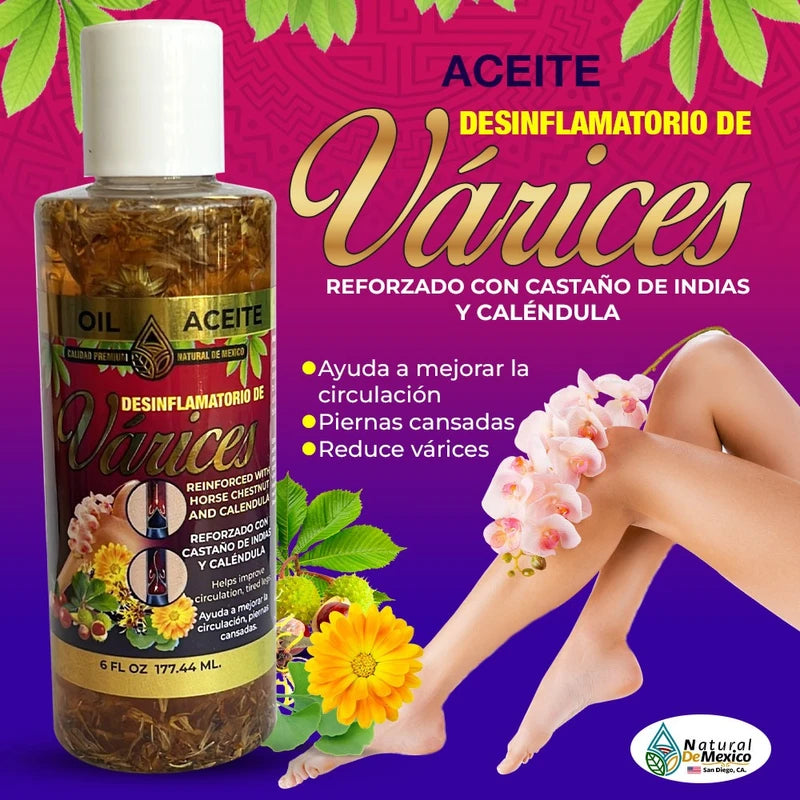 Tierra Naturaleza Aceite Oil Para Varices 6 Oz. Desinflamatorio