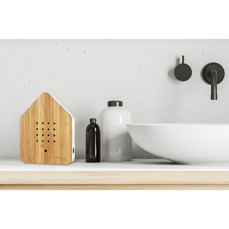 Relaxound Zwitscherbox Wood The Original Solid Wood Front Bamboo Bird Singing Natural Sounds Forest Atmosphere Soundbox