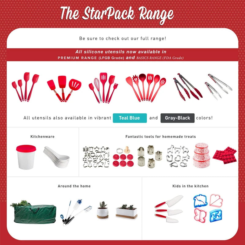 StarPack Premium Silicone Mixing Spoon - High Heat Resistant to 600Â°F, Hygienic One Piece Design Cooking Utensil for Mixing & Serving (Cherry Red)