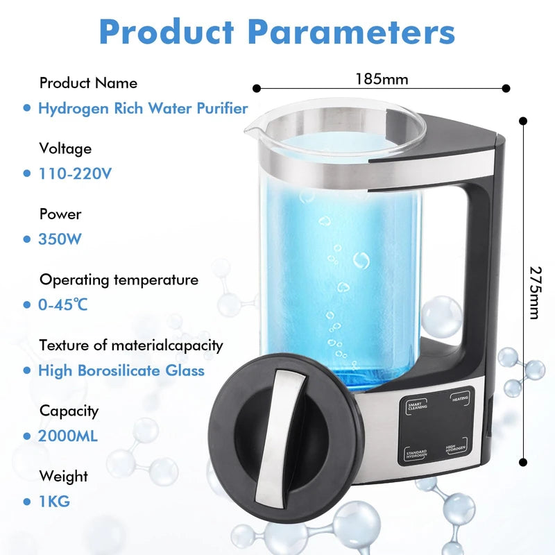 Upgraded 1800 PPB Hydrogen Water Generator with SPE and PEM Technology,Hydrogen Rich Water Machine Unlimite Water Quality