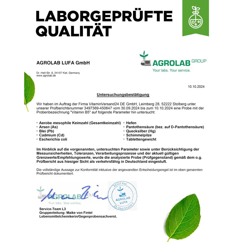 Vitamin B5-365 Tablets - 500 mg Pantothenic Acid - 1 Year Supply - High Dose - No Unwanted Additives - Vegan