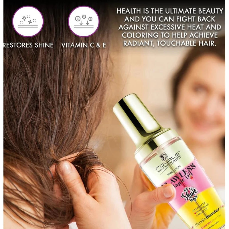 Royale Flawless Magic Oil Hair Serum | Coconut Oil, Rose Petal Oil, & Marula Oil Haircare Smooth Daily Moisture Hydrate Nourishing Moisturizer