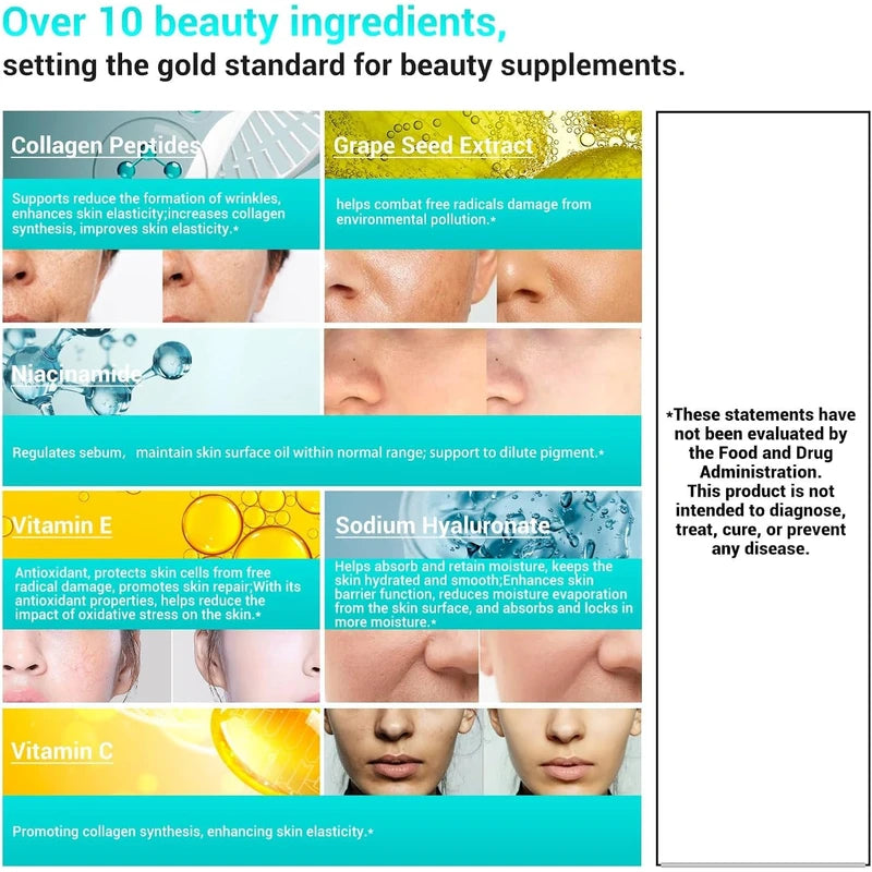 Collagen Peptides for Women, Beauty Vitamin & Mineral Supplement,Contains Vitamin D3, Probiotics for Women & Collagen Peptides,Vitamin E,Vitamin B Complex 60 Tablets