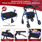 Walker for Seniors, Lightweight Rollator Walker with seat, Foldable Rolling Walker with 8 inch All Terrain Rubber Wheels, Ergonomic Adjustable Handles and Backrest for Seniors and Adult.