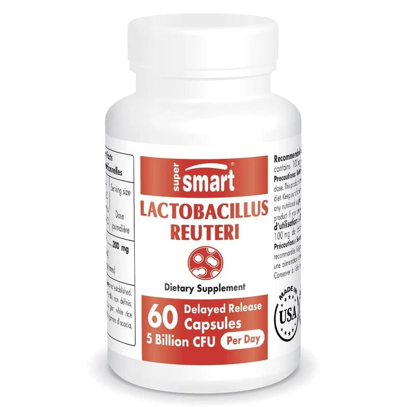 Supersmart - Lactobacillus Reuteri 5 Billion CFU per Day - Probiotic Supplement | Non-GMO & Gluten Free - 60 DR Capsules Edible Healthcare