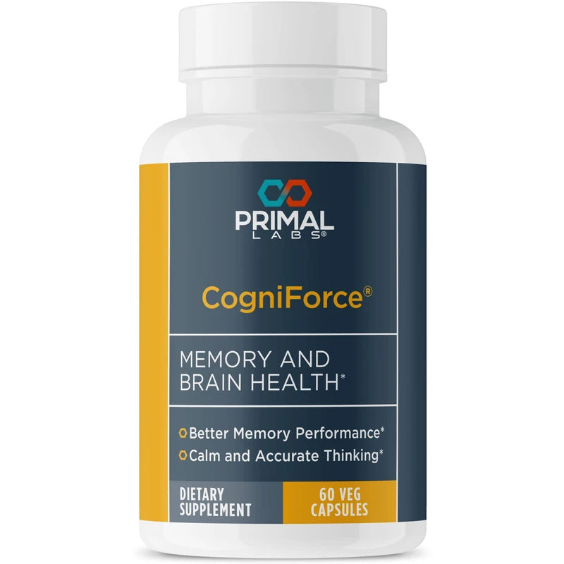 Primal Health CogniForce - Memory & Brain Health - Acetyl L-Carnitine Formula - Better Cognitive Performance - Clarity + Focus + Better Recall + Calm Thinking - Dietary Supplement - 60 Capsules