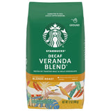 Starbucks Decaf Ground Coffee, Decaf Veranda Blend, Blonde Roast, Decaffeinated Ground Coffee, Lightly Roasted 100% Arabica Coffee, 12 Ounce (Pack of 2)