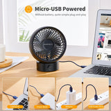 SmartDevil USB Fan, Mini Fan, Small Quiet Table Fan, Stepless Speed 20° Adjustment, USB Desk Fan, Low Noise, USB Fan Easy to Carry, for Office, Home (Black)