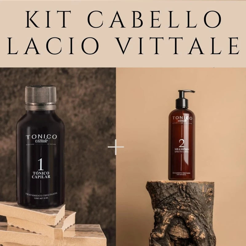 Tonico Vittale Kit 2 Paquete Tónico Y Shampoo Para Cabello Lacio | Unisex | Paso 1 y 2 | Crecimiento Y Fortalecimiento Capilar | Brillo Y Reconstrucción | Control del Frizz | 100% Ingredientes Naturales