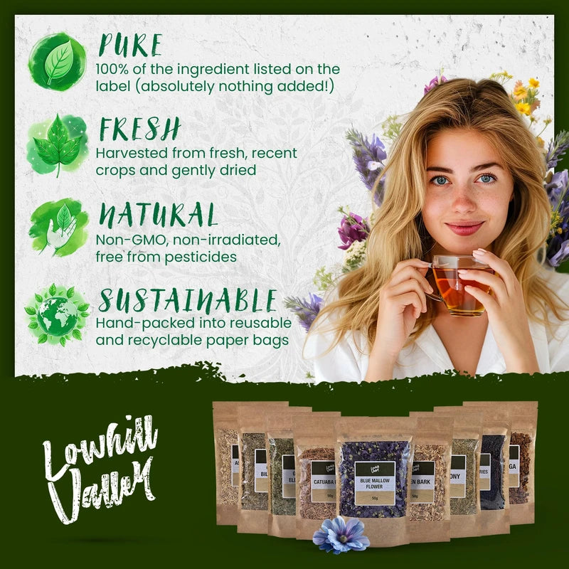 Lowhill Valley Japanese Knotweed Root Herbal Tea - Embrace Natural Balance and Vitality – 100% Pure Organically Grown Knotweed Root – No Additives or Preservatives – 100g
