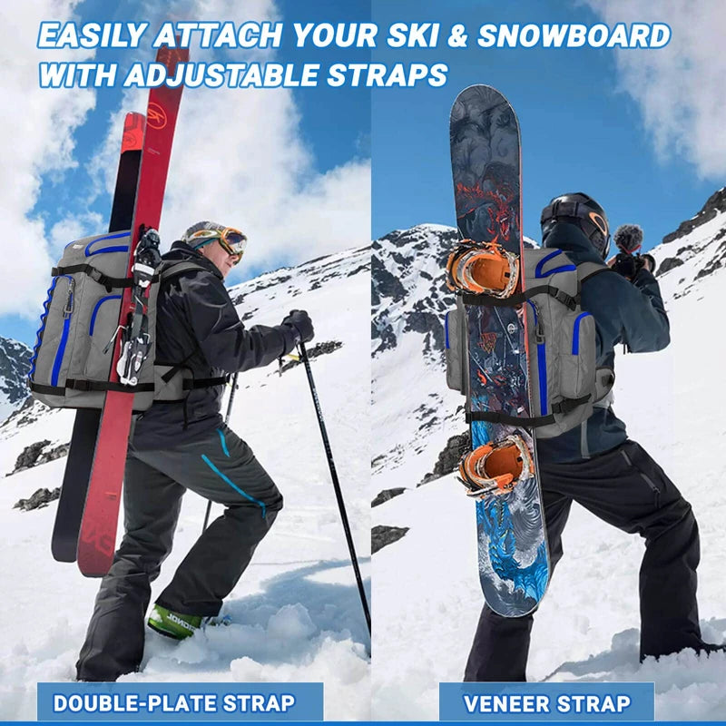 RESVIN Ski Boot Bag, 60L Durable Travel Backpack, 1680D Nylon Waterproof Snowboard Boot Bag, Skiing and Snowboarding Travel Luggage for Helmet, Goggles, Gloves, Outerwear & Accessories