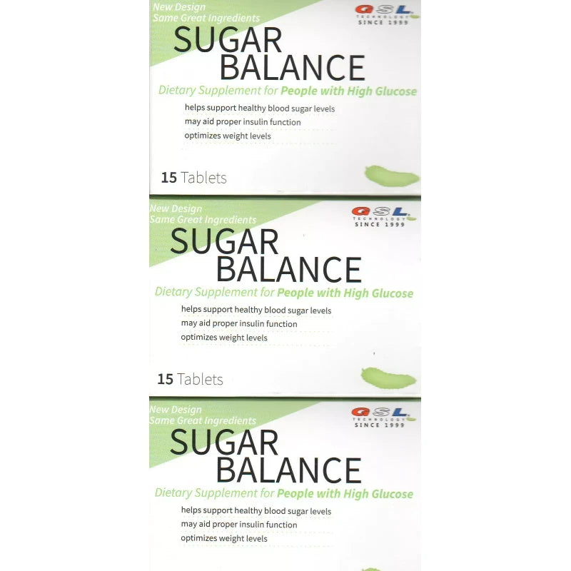 GSL Technology 3 Pack Sugar Balance Supplement for People with High Glucose 45 Tablets
