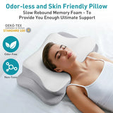 Mokaloo Cervical Neck Pillow - Neck Pillows for Pain Relief, Cooling Ergonomic Pillow for Sleeping, Orthopedic Contour Memory Foam Pillows for Side, Back & Stomach Sleepers (Grey)