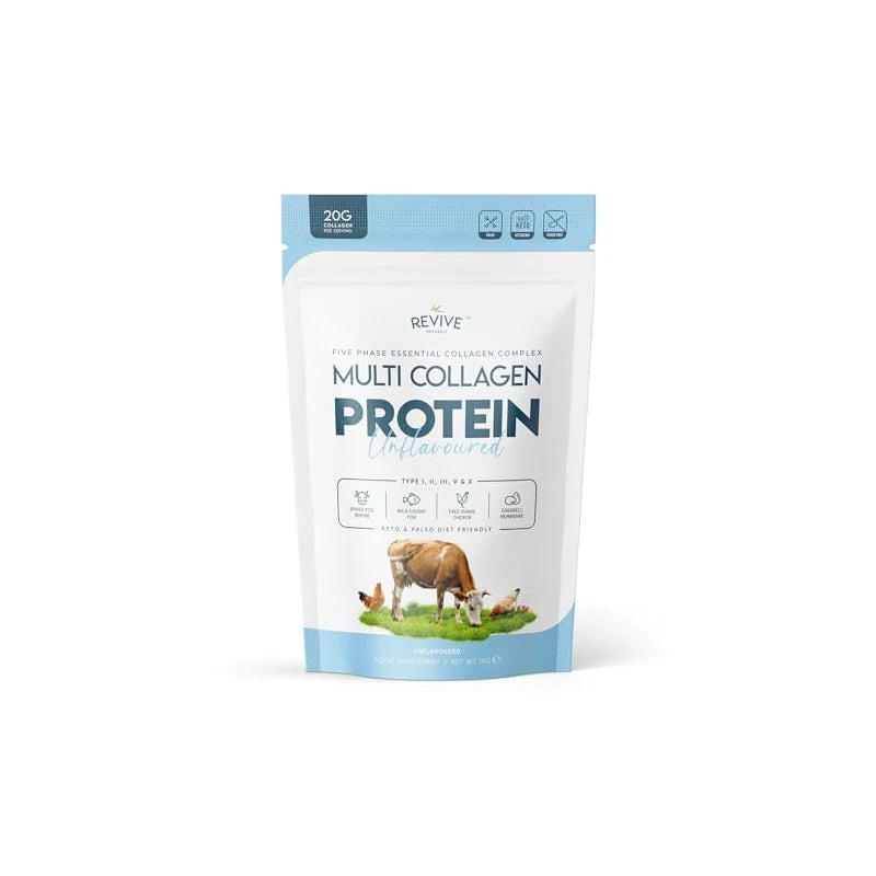 Multi Collagen Protein Powder (1kg) - Types I, II, III, V & X - Hydrolyzed Grass Fed Bovine, Wild Caught Fish, & Free-Range Chicken & Eggshell Collagen. Non-GMO, Halal.