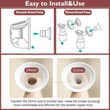 Flange Insert 14pcs 13/15/17/18/19/20/21mm*2 Compatible with Momcozy S12 Pro/S9 Pro/S10/S12/Spectra/Medela/Bellababy/Lansinoh/TSRETE/Willow 24mm Breast Pump,Reduce 24mm Tunnel Down to Correct Size